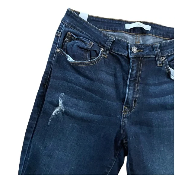 Kancan Distressed Skinny Jeans Dark Blue Size 9/11 - Picture 5 of 9